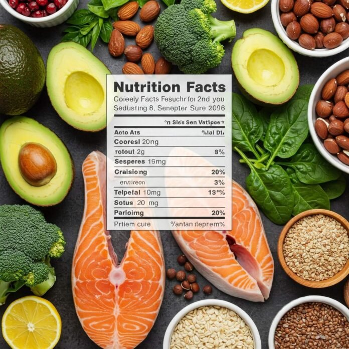 Food label and fresh ingredients Food label and fresh ingredients