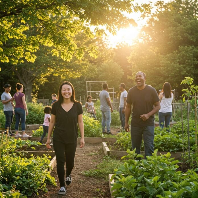 Diverse group outdoors