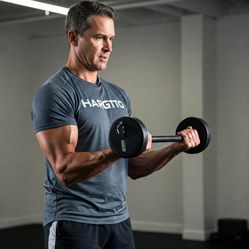 Instructor demonstrating exercise to a group