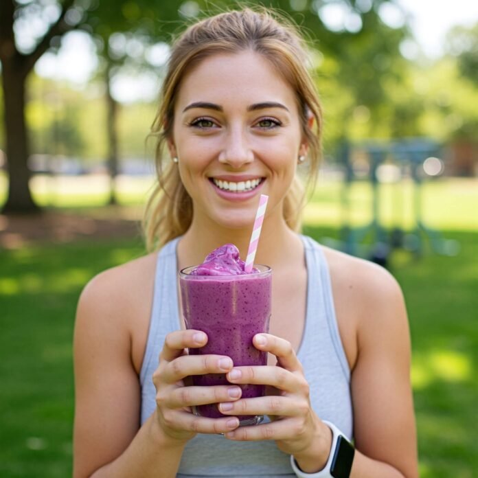 Person with a colorful shake Person with a colorful shake