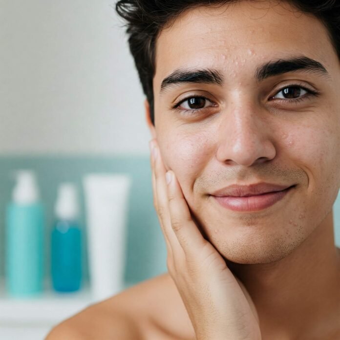 Young adult with clear skin smiling confidently Young adult with clear skin smiling confidently