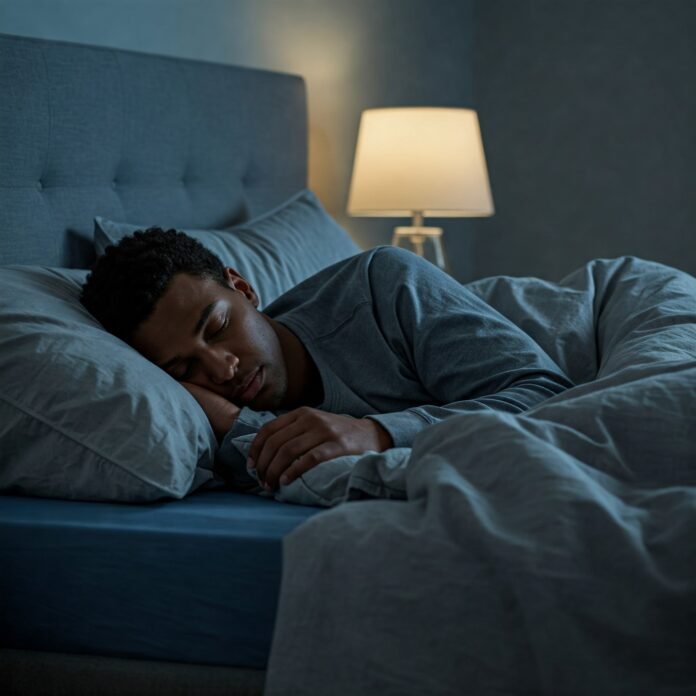 Person sleeping peacefully under covers Person sleeping peacefully under covers