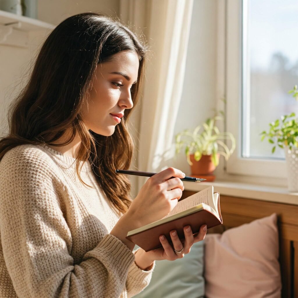 Hands journaling for stress relief