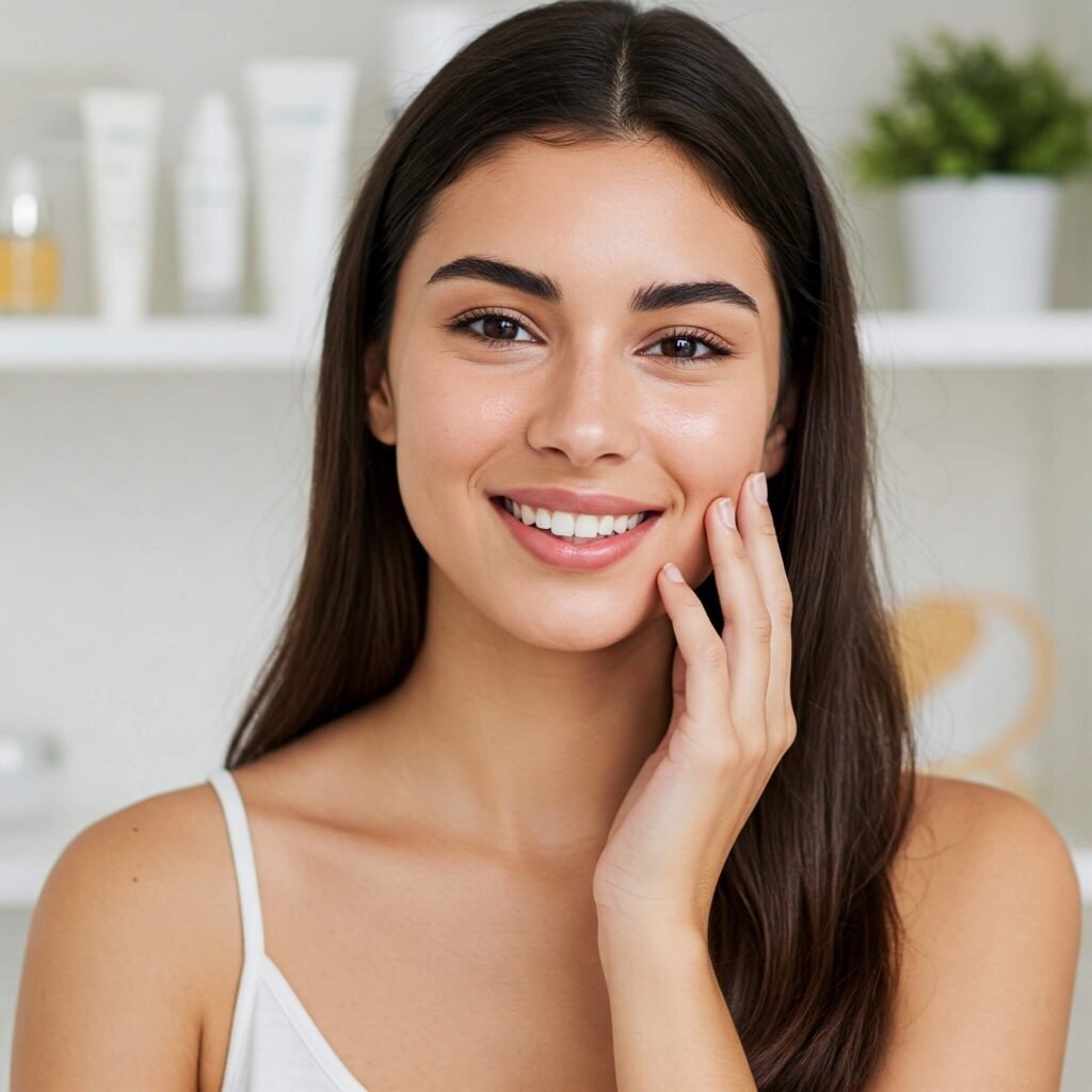 Radiant and clear skin after skincare routine