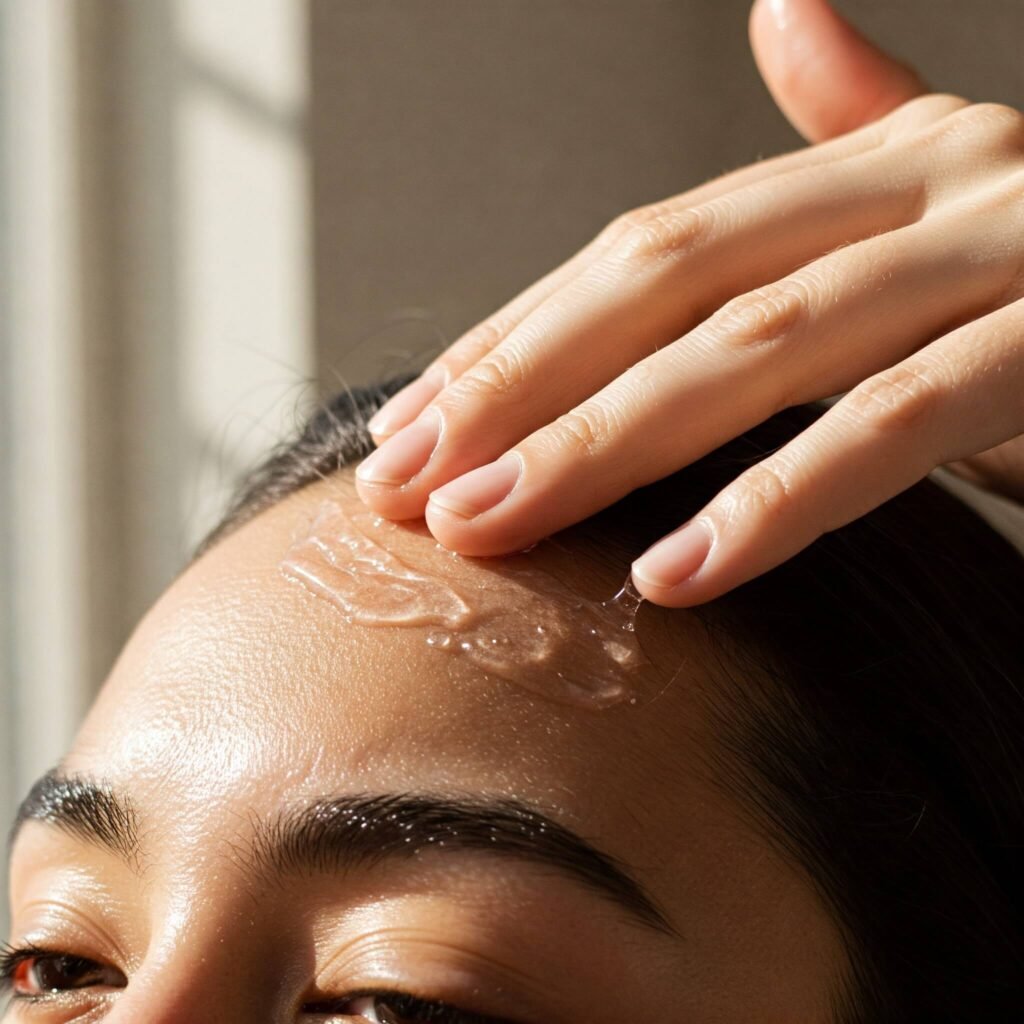 Hand applying sunscreen to skin