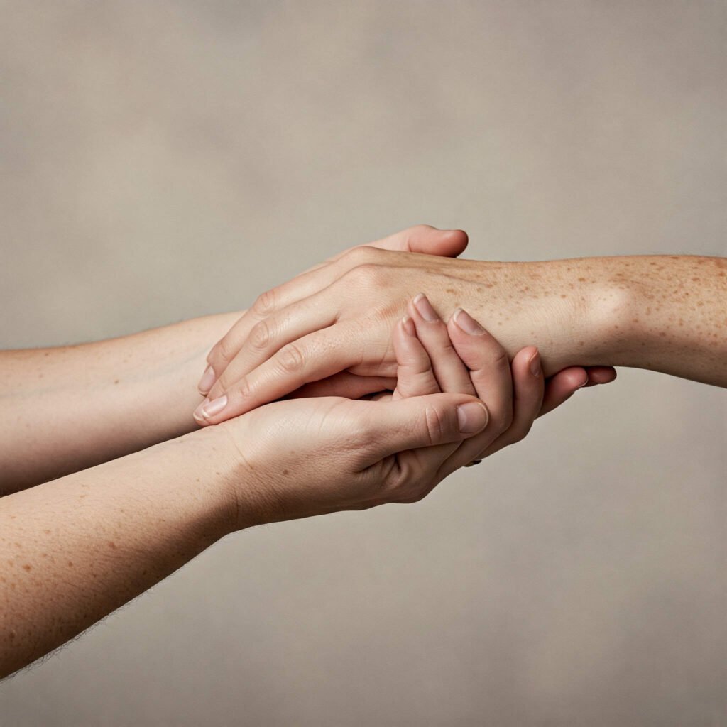 Supporting hands symbolize connection and growth