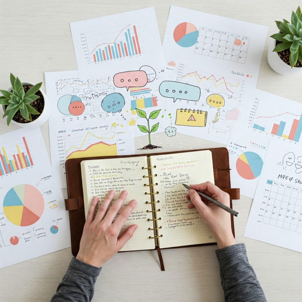 Planning and tracking progress in a journal.