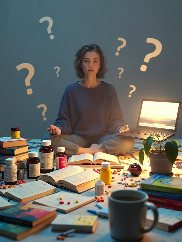 Chaotic box with therapy papers, cracked phone, wilting plant. Chaotic box with therapy papers, cracked phone, wilting plant.