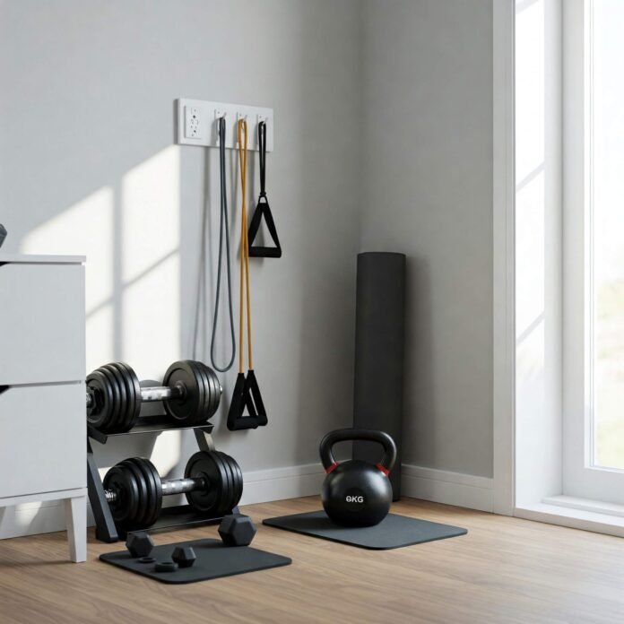 Home gym setup for fitness workout