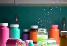 Top Nutrition Supplements You Should Be Taking for Optimal Health Spilled colorful supplement pills and glowing kale smoothie on kitchen counter