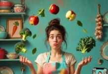 How Nutrition Programs Can Help You Achieve Your Health Goals Frazzled woman in messy kitchen with glowing smoothie