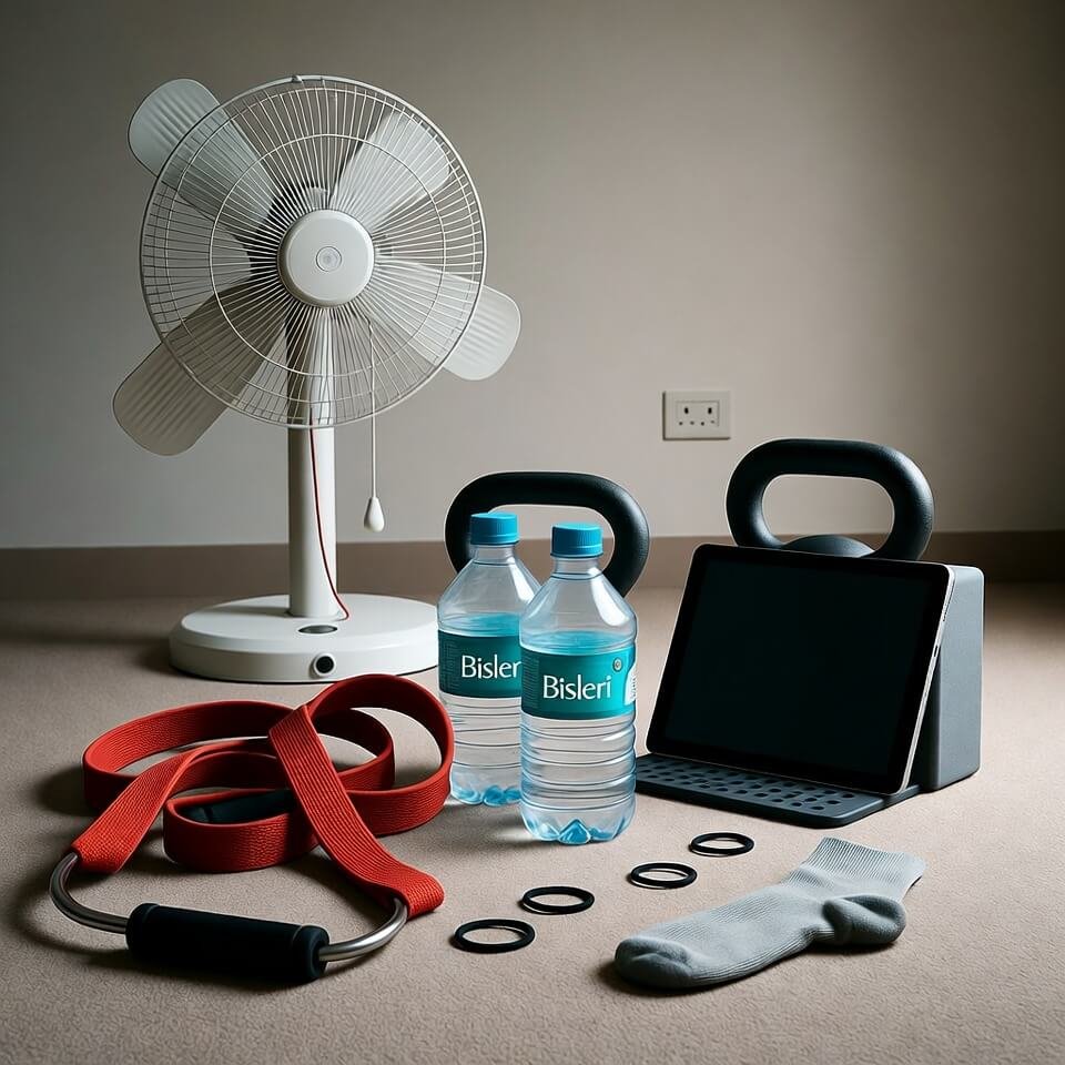 Neon wristbands and sweat-stained hoodie in motion blur