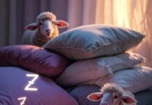 Best Sleep Aids You Should Try for a Better Night’s Rest Glowing starry sleep mask floating over messy pillows and sheep