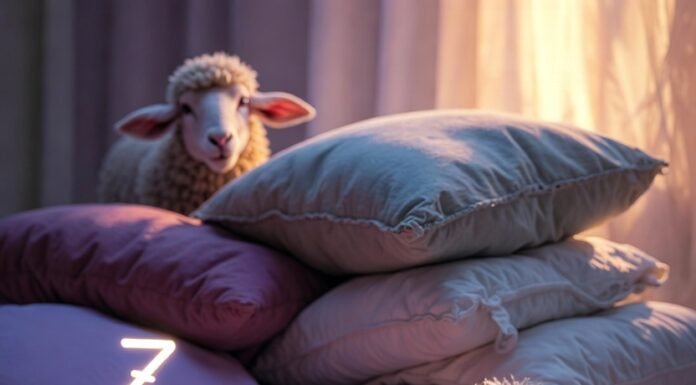 Best Sleep Aids You Should Try for a Better Night’s Rest Glowing starry sleep mask floating over messy pillows and sheep